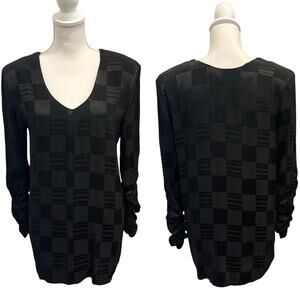 VTG 80s Electric Blue Black Mod Retro Shift Dress Geometric Checkerboard Small